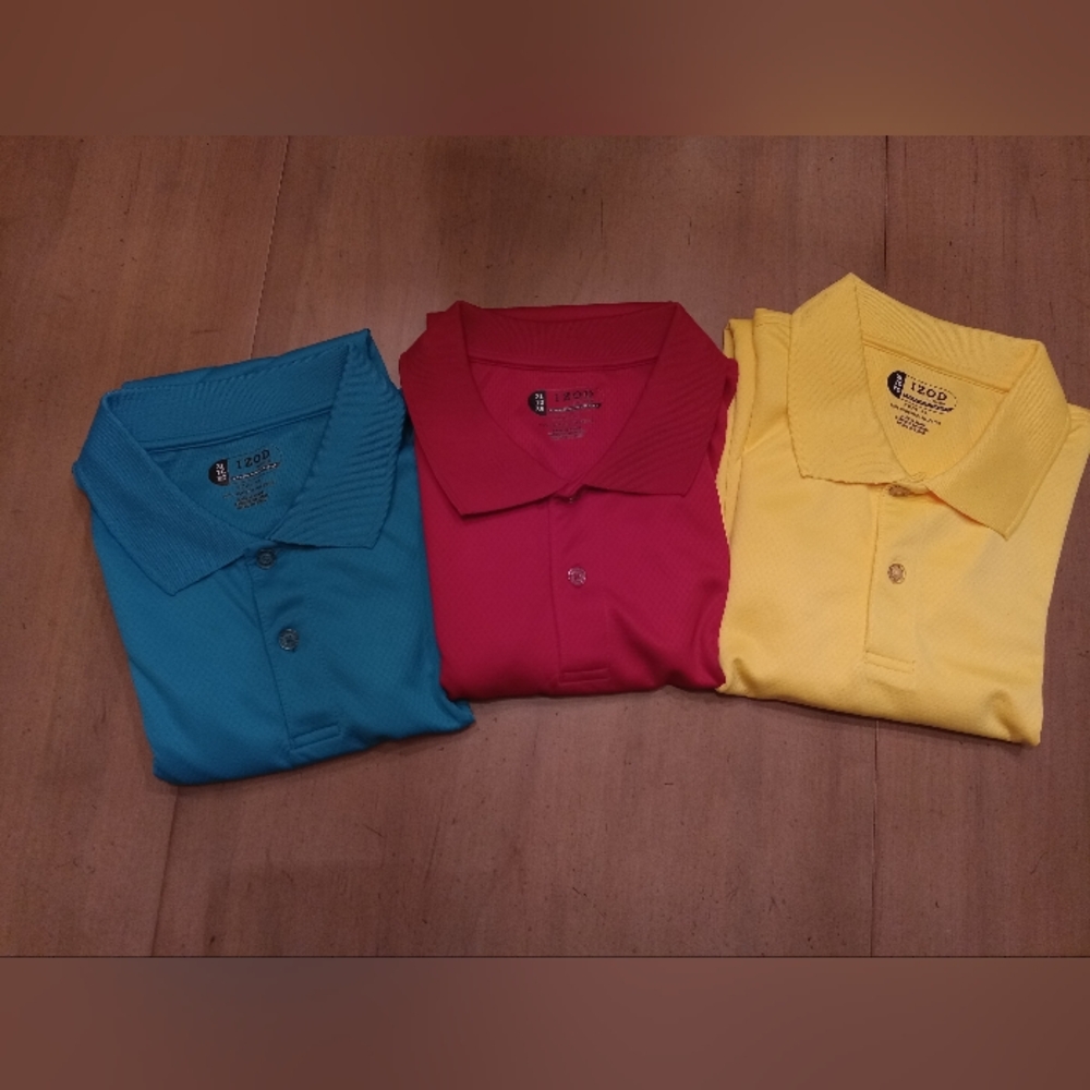 Izod Men's Polo Shirt Set Blue, Red, Yellow